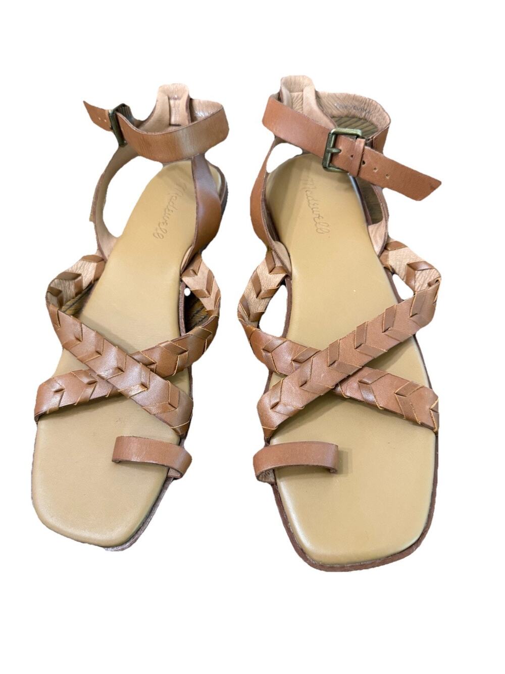 Madewell Cassia Whipstitch Sandals Women’s 9 Brown English Saddle Leather Strap
